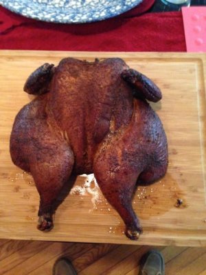 Spatchcock and Old Bay out of the smoker.jpg